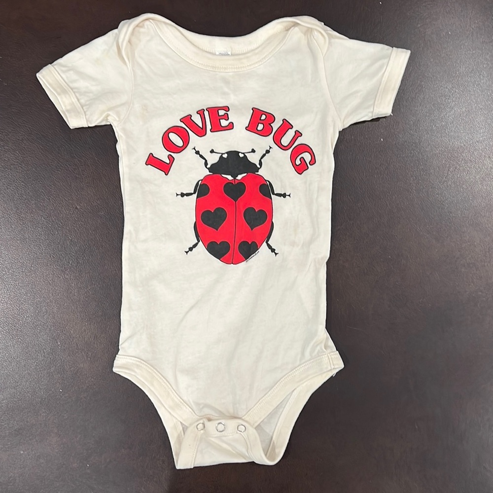 Love Bug ivory onesie 12-18m